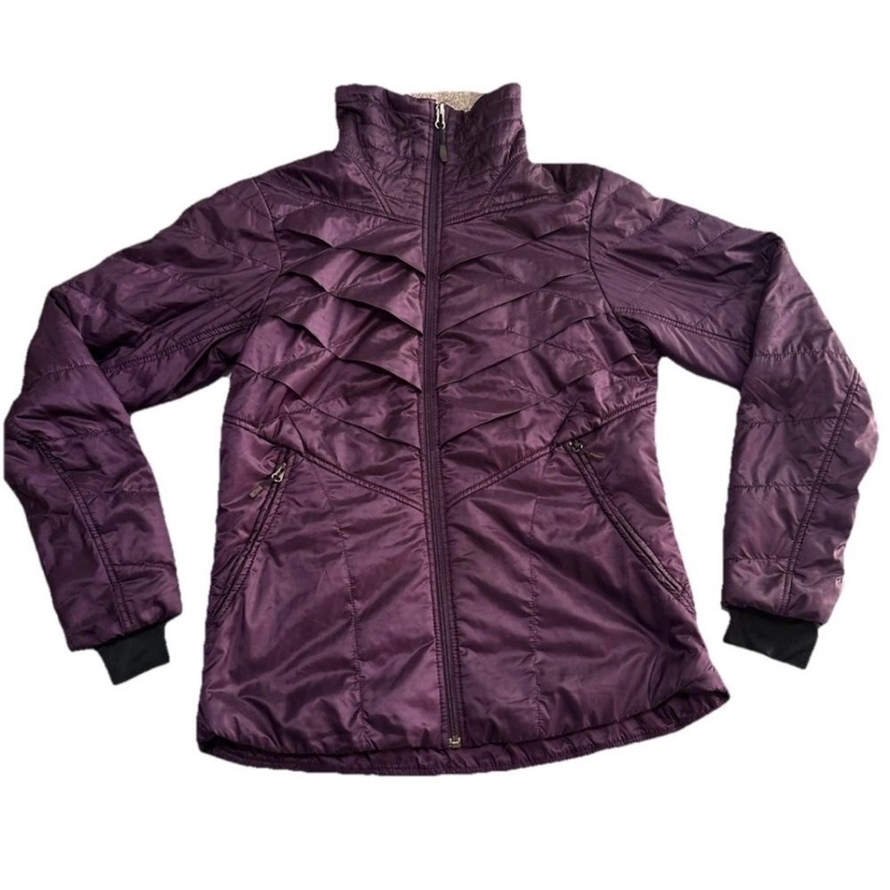 Columbia Omni Heat Mens Puffer Jacket Sz Medium Purple Zip Inside Pocket Hiking
